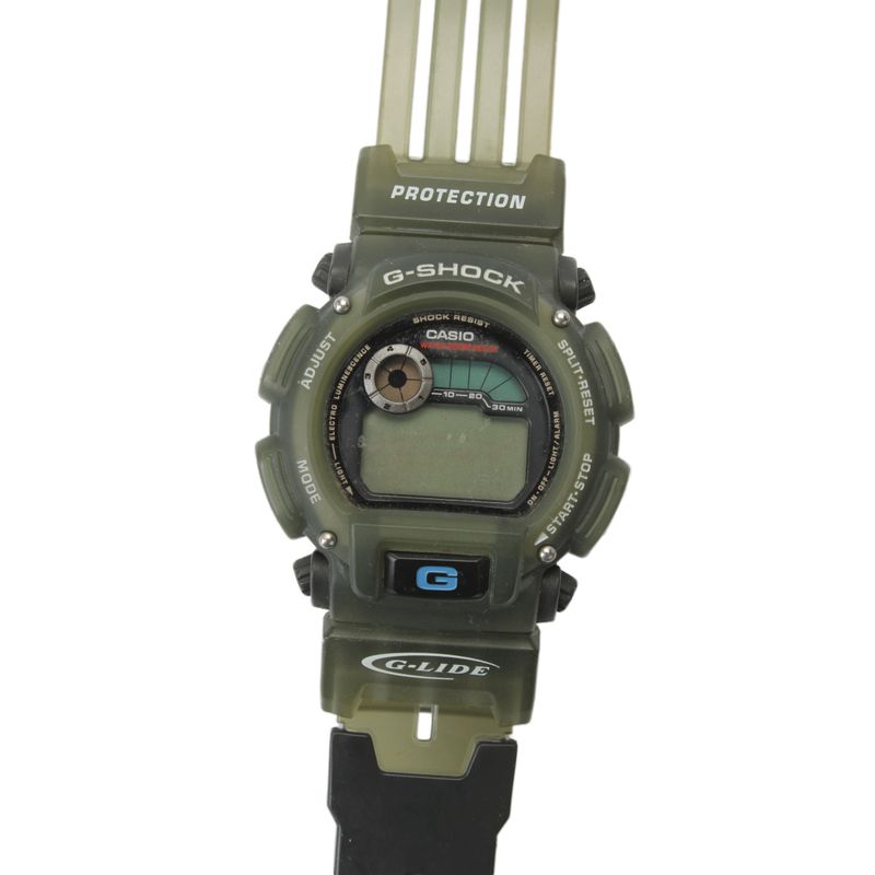 G Shock Mens Stainless Steel  Green Resin Dw9000 Digital Watch 47mm